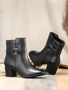 The Roadster Lifestyle Co Women Round Toe Mid Top Casual Block Heeled Boots