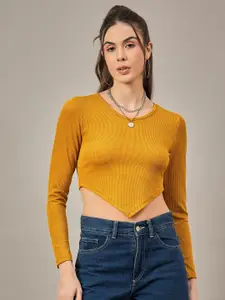The Roadster Lifestyle Co Women Ribbed Long Sleeves Crop Top