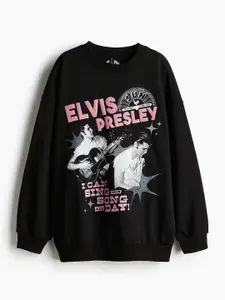 H&M Women Printed Oversized Sweatshirt