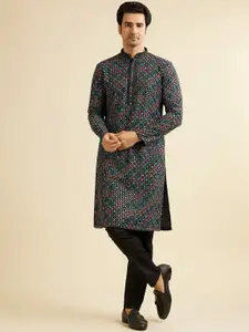 Manyavar Men Embroidered Regular Sequinned Kurta with Pyjamas