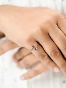 SWASHAA Silver-Plated Stones-Studded Finger Ring