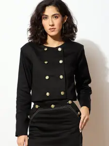 SASSAFRAS Comfort Fit Double Breasted Crop Blazer