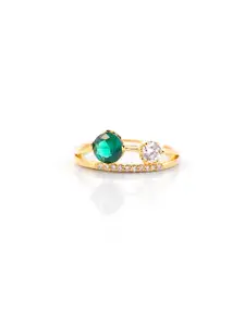 SWASHAA 18K Gold-Plated Stones-Studded Finger Ring