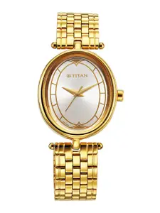 Titan Women Brass Dial & Stainless Steel Bracelet Style Straps Analogue Watch 2758YM01
