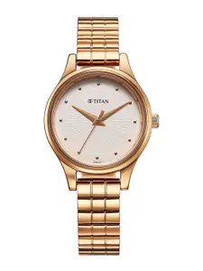 Titan Women Brass Dial & Stainless Steel Bracelet Style Straps Analogue Watch 2679WM02