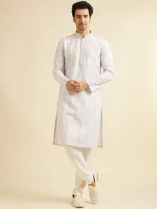 Manyavar Men Paisley Embroidered Regular Sequinned Kurta with Pyjamas