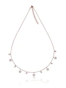 JUPRA Rose Gold Studded Star Light Charms 925 Sterling Silver Necklace