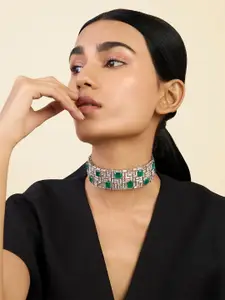 Isharya Brass Rhodium-Plated Choker Necklace