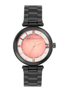 French Connection Women Embellished Dial & Stainless Steel Bracelet Style Straps Analogue Watch FCN095BM