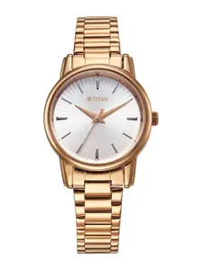 Titan Women Brass Dial & Stainless Steel Bracelet Style Straps Analogue Watch 2760WM01