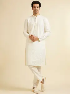Manyavar Men Embroidered Regular Sequinned Kurta with Pyjamas