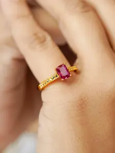 SWASHAA 18K Gold-Plated CZ-Studded Finger Ring