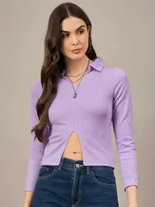 The Roadster Lifestyle Co Women Shirt Collar Crop Top