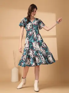 plusS Floral Print Fit & Flare Dress