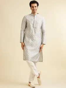Manyavar Men Floral Printed Regular Sequinned Kurta with Pyjamas