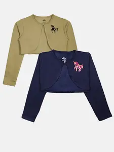 KiddoPanti Girls Embellished Crop Shrug