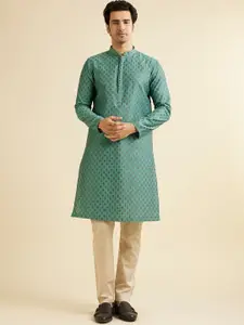 Manyavar Men Embroidered Regular Sequinned Kurta with Pyjamas