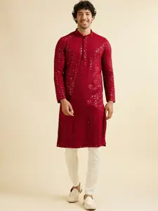 Manyavar Men Embroidered Regular Sequinned Kurta with Pyjamas