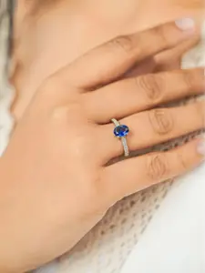 SWASHAA Silver-Plated CZ Studded Finger Ring