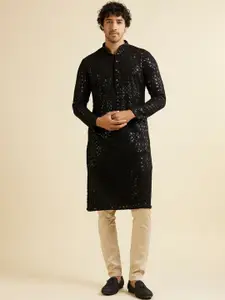 Manyavar Men Embroidered Regular Sequinned Kurta with Pyjamas