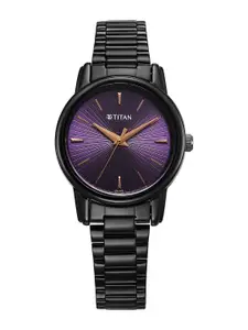 Titan Women Brass Dial & Stainless Steel Bracelet Style Straps Analogue Watch 2760NM01