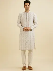 Manyavar Men Embroidered Regular Sequinned Kurta with Pyjamas