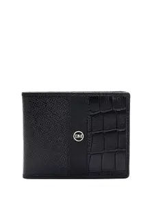 Da Milano Men Textured Leather Two Fold Wallet
