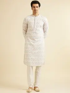 Manyavar Men Embroidered Regular Sequinned Kurta with Pyjamas