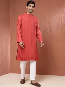 Fabindia Striped Mandarin Collar Long Sleeves Straight Kurta