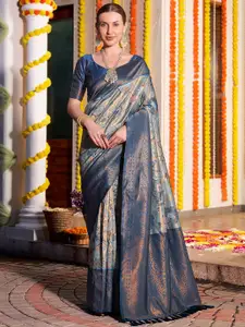 Satrani Floral Zari Woven Design Pure Silk Saree