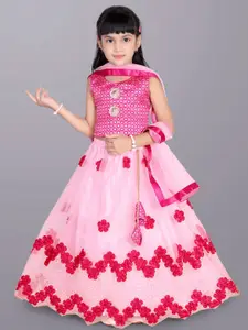 BAESD Girls Embroidered Sequinned Ready to Wear Lehenga & Blouse With Dupatta