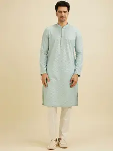 Manyavar Men Embroidered Regular Sequinned Kurta with Pyjamas