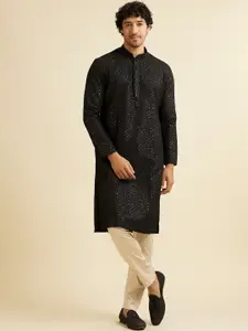 Manyavar Men Embroidered Regular Sequinned Kurta with Pyjamas
