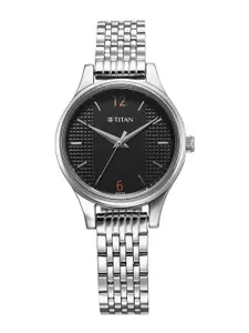 Titan Women Brass Printed Dial & Stainless Steel Bracelet Style Straps Analogue Watch 2679SM02