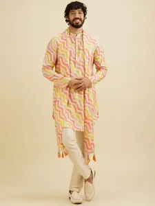 Manyavar Men Printed Regular Kurta with Pyjamas & With Dupatta
