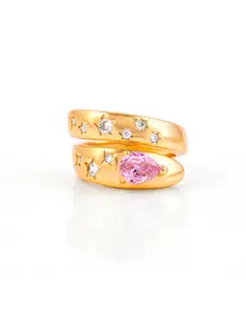 SWASHAA 18K Gold-Plated Stones-Studded Finger Ring