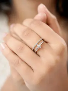 SWASHAA Silver-Plated Stones-Studded Finger Ring