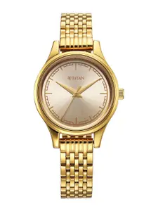 Titan Women Brass Dial & Stainless Steel Bracelet Style Straps Analogue Watch 2679YM02