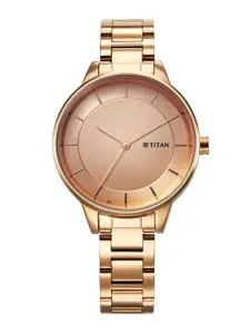Titan Women Brass Dial & Stainless Steel Bracelet Style Straps Analogue Watch 2648WM06