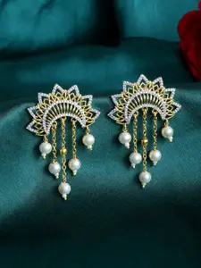 Voylla Gold-Plated Contemporary Drop Earrings