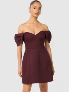 Forever New Women Off-Shoulder Cold-Shoulder A-Line Mini Dress