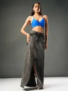 FREAKINS Women Pure Cotton A-Line Denim Skirt