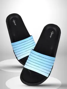 Slipover Men Striped PU Sliders