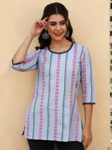 AKIMIA Women Striped Printed Round Neck  Kurti