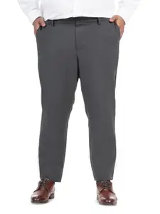 The Pant Project Men Dark Grey Slim Fit Plus-Size Wrinkle Resistant Formal Trousers with Stretchable Waistband
