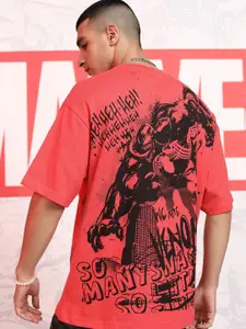 HIGHLANDER Marvel Venom Men Red Round Neck Neck Drop Shoulder Oversized Tshirt