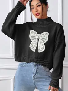 StyleCast x Revolte Women Graphic Printed Turtle Neck Pullover Sweaters