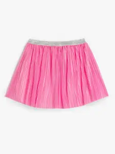Koton Girls Accordion Pleated A-Line Flared Slip-On Mini Skirt