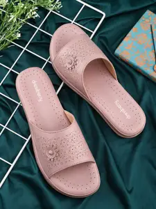 DressBerry Women Textured Open Toe Flats with Laser Cuts