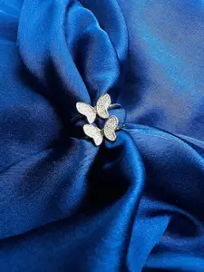 Arte Jewels Silver-Plated 92.5 Sterling Silver Stone Studded Toe Ring